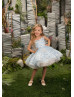 Sky Blue Lace Tulle Knee Length Flower Girl Dress